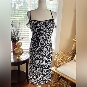 Elegant Black and White Floral Dress